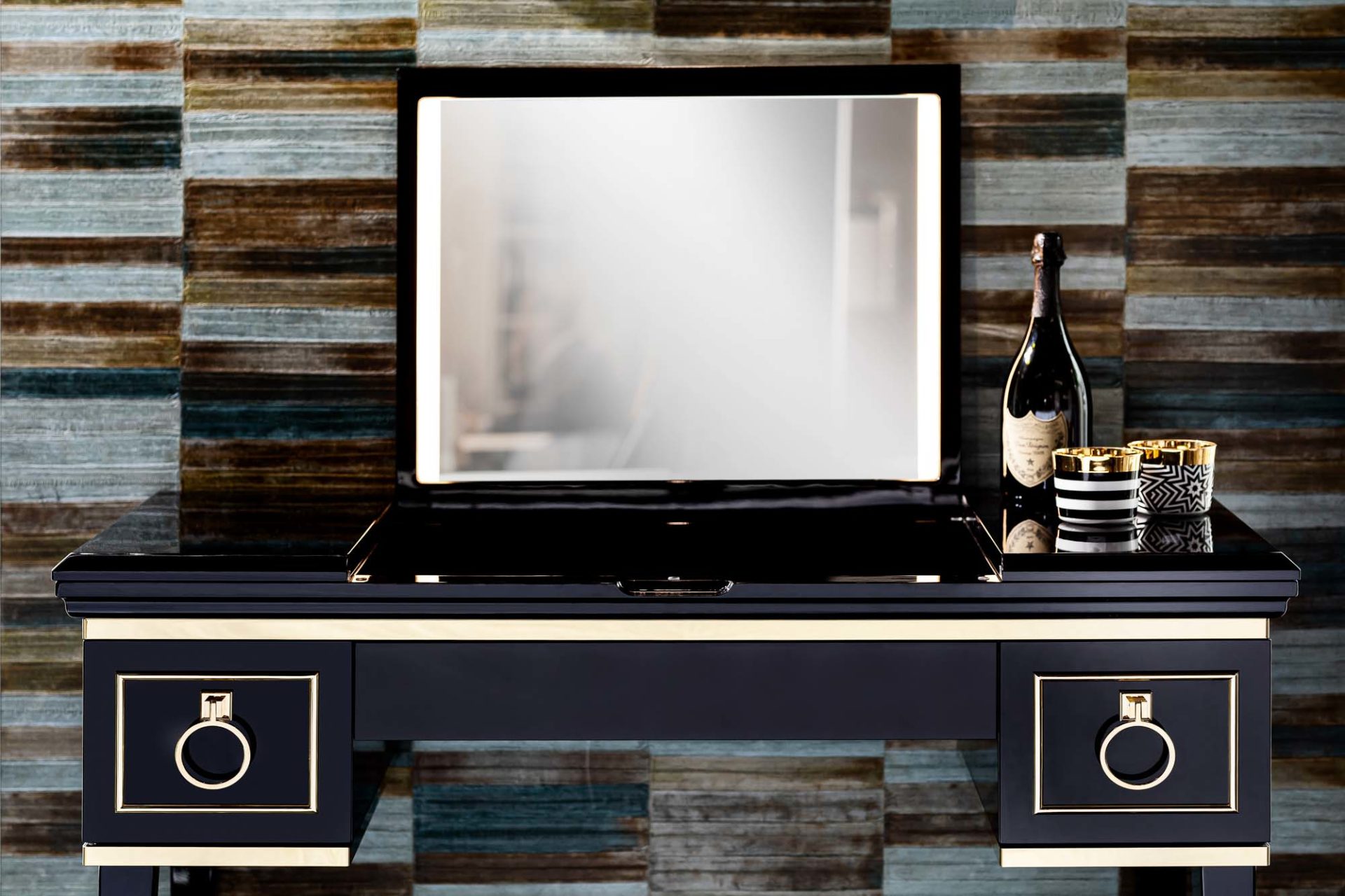 Schminkkonsole/ Dressingtable OASIS, Serie Lutetia | Ausgekleidete Ablage und Auszüge